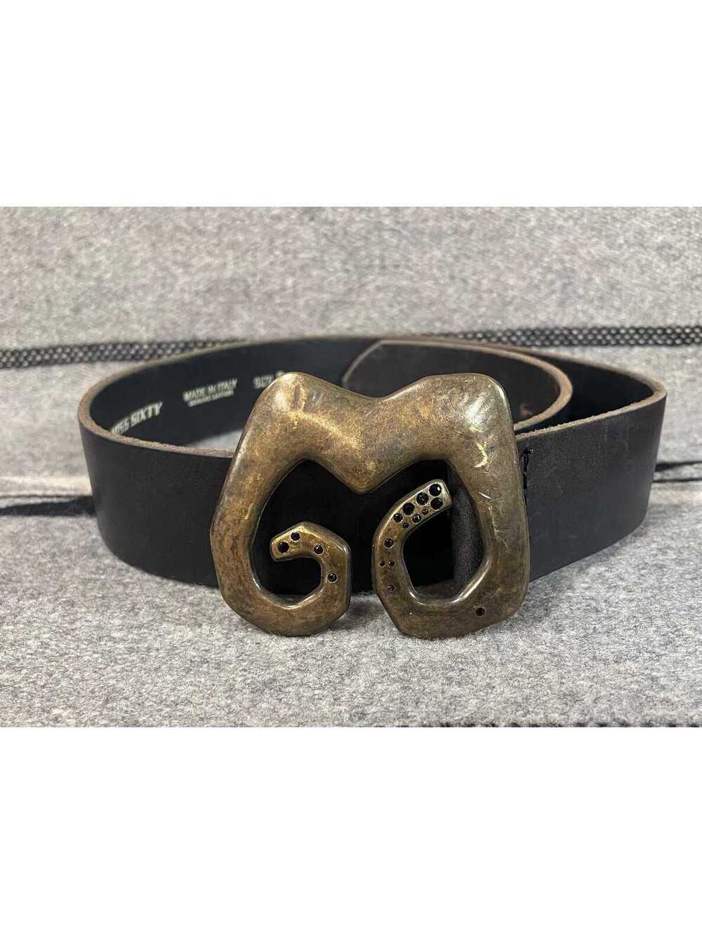 Vintage Miss Sixty Logo Statement Belt sz S Black Leather Made In Italy